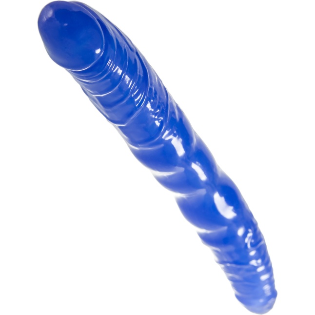 Синий двусторонний фаллоимитатор - 28,5 см. Фотография 5.