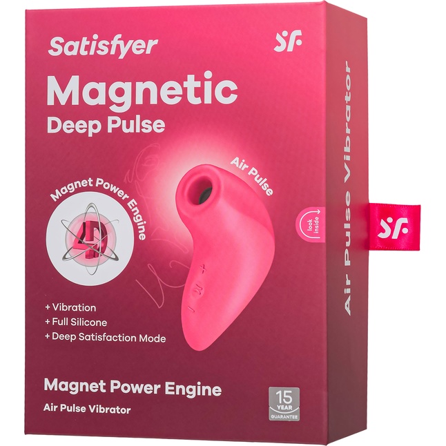 Розовый вакуум-волновой бесконтактный стимулятор клитора Magnetic Deep Pulse. Фотография 3.