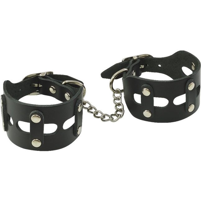 Черные кожаные наручники Цезарь - BDSM accessories