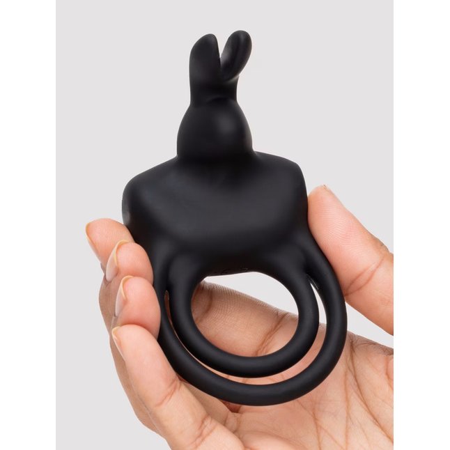 Черное эрекционное виброкольцо Happy Rabbit Cock Ring. Фотография 4.