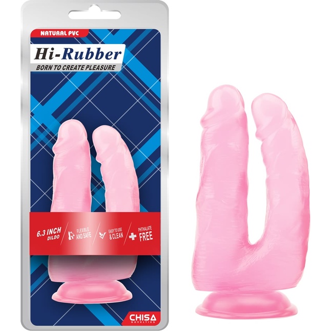 Розовый анально-вагинальный фаллоимитатор 14 Inch Dildo - 18 см - Hi-Rubber. Фотография 2.