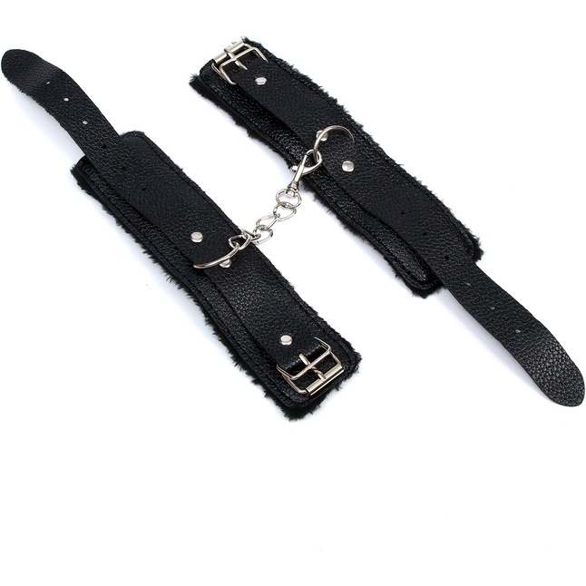 Черные наручники с меховой подкладкой - Страна Карнавалия. Фотография 3.