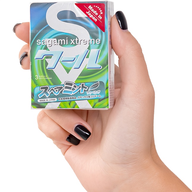 Презервативы Sagami Xtreme Mint с ароматом мяты - 3 шт. Фотография 6.