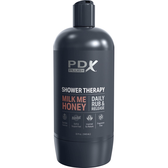 Мастурбатор-вагина цвета карамели Shower Therapy Milk Me Honey - PDX Plus. Фотография 4.