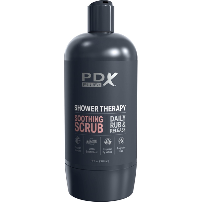 Мастурбатор-вагина цвета карамели Shower Therapy Soothing Scrub - PDX Plus. Фотография 4.