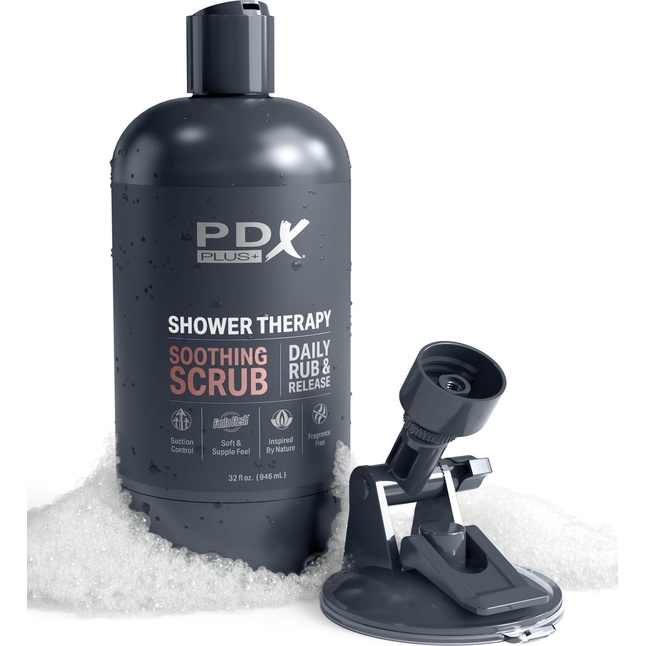 Мастурбатор-вагина цвета карамели Shower Therapy Soothing Scrub - PDX Plus. Фотография 5.