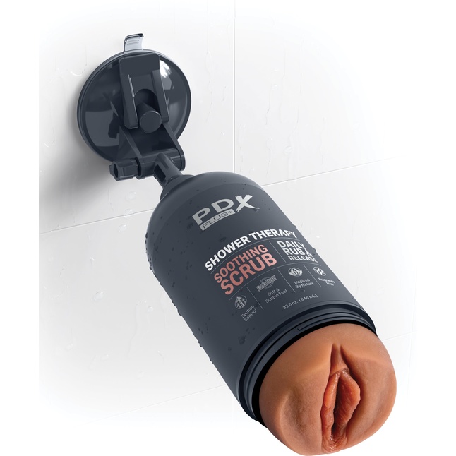 Мастурбатор-вагина цвета карамели Shower Therapy Soothing Scrub - PDX Plus. Фотография 6.
