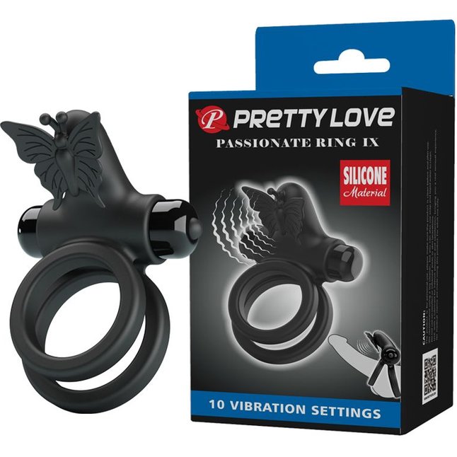 Черное эрекционное виброкольцо Passionate Ring IX - Pretty Love. Фотография 3.