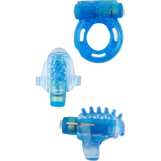 Набор из 3 синих эрекционных колец с вибрацией Teasers Ring Kit - GK Power
