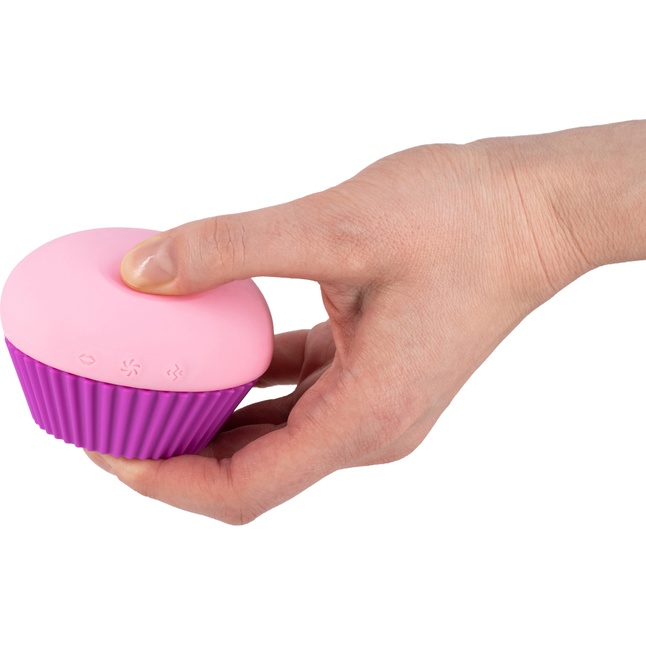 Розовый вакуум-волновой вибратор в форме капкейка - Cupcake. Фотография 2.