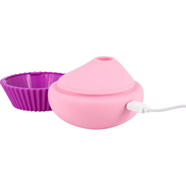 Розовый вакуум-волновой вибратор в форме капкейка - Cupcake. Фотография 6.