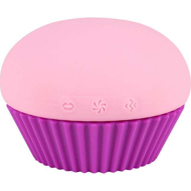 Розовый вакуум-волновой вибратор в форме капкейка - Cupcake