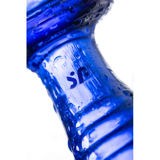 Синий двусторонний стеклянный фаллоимитатор Double Crystal - 19,5 см. Фотография 15.