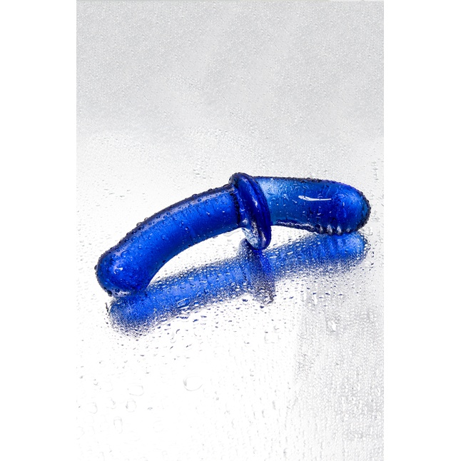 Синий двусторонний стеклянный фаллоимитатор Double Crystal - 19,5 см. Фотография 16.