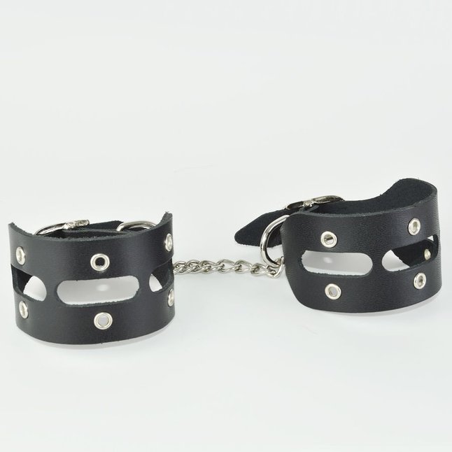 Черные кожаные наручники Лира - BDSM accessories. Фотография 5.