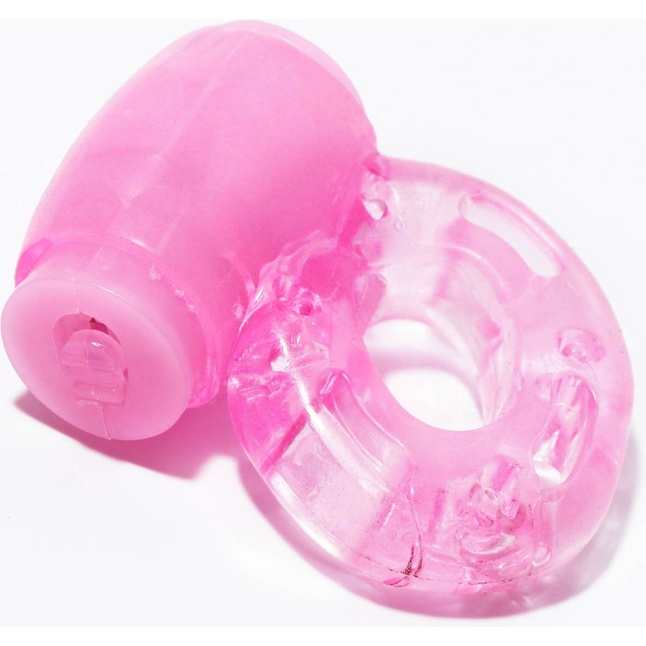 Розовое мягкое эрекционное кольцо с вибрацией - Оки-Чпоки. Фотография 2.