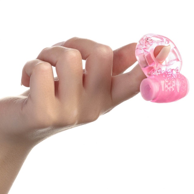 Розовое мягкое эрекционное кольцо с вибрацией - Оки-Чпоки. Фотография 3.
