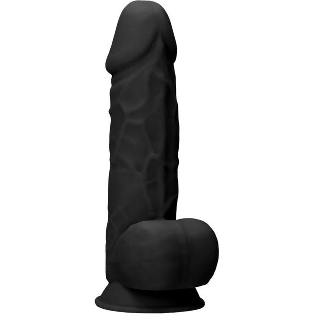 Черный фаллоимитатор Realistic Cock With Scrotum - 21,5 см - RealRock. Фотография 5.