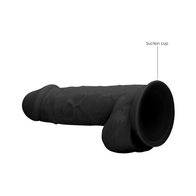 Черный фаллоимитатор Realistic Cock With Scrotum - 21,5 см - RealRock. Фотография 9.