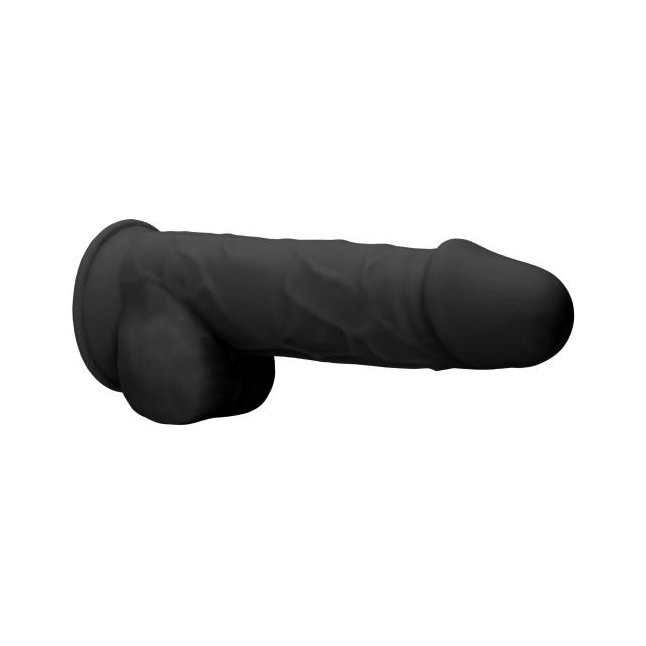 Черный фаллоимитатор Realistic Cock With Scrotum - 21,5 см - RealRock. Фотография 13.