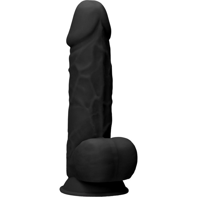 Черный фаллоимитатор Realistic Cock With Scrotum - 21,5 см - RealRock