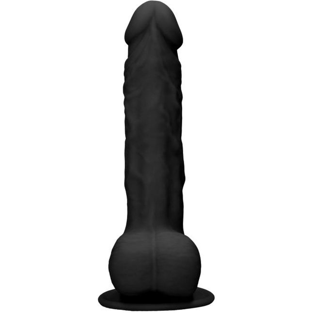 Черный фаллоимитатор Realistic Cock With Scrotum - 24 см - RealRock. Фотография 9.