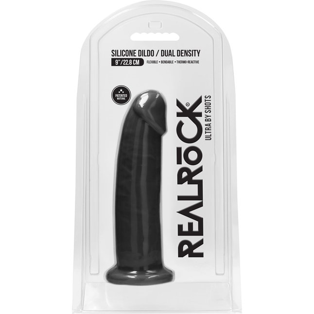 Черный фаллоимитатор Silicone Dildo Without Balls - 22,8 см - RealRock. Фотография 3.