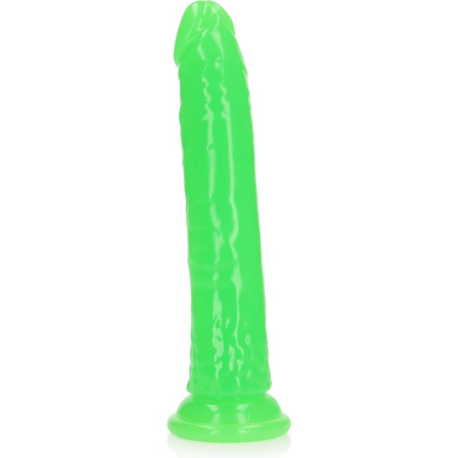 Зеленый люминесцентный фаллоимитатор на присоске - 25 см - RealRock