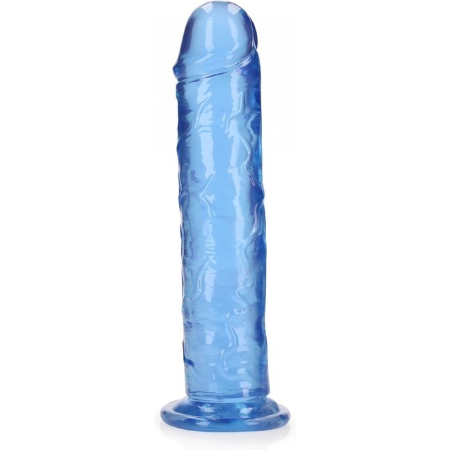 Синий фаллоимитатор Crystal Clear на присоске - 25 см - RealRock