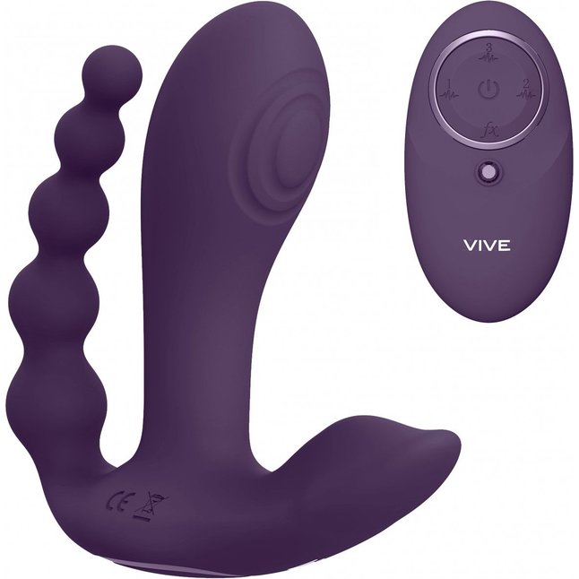 Фиолетовый женский вибромассажер Kata с пультом ДУ - 12 см - Vive