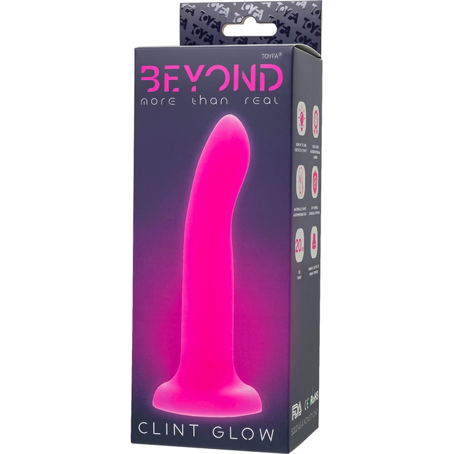 Розовый, светящийся в темноте фаллоимитатор Clint Glow - 20 см - Beyond. Фотография 6.