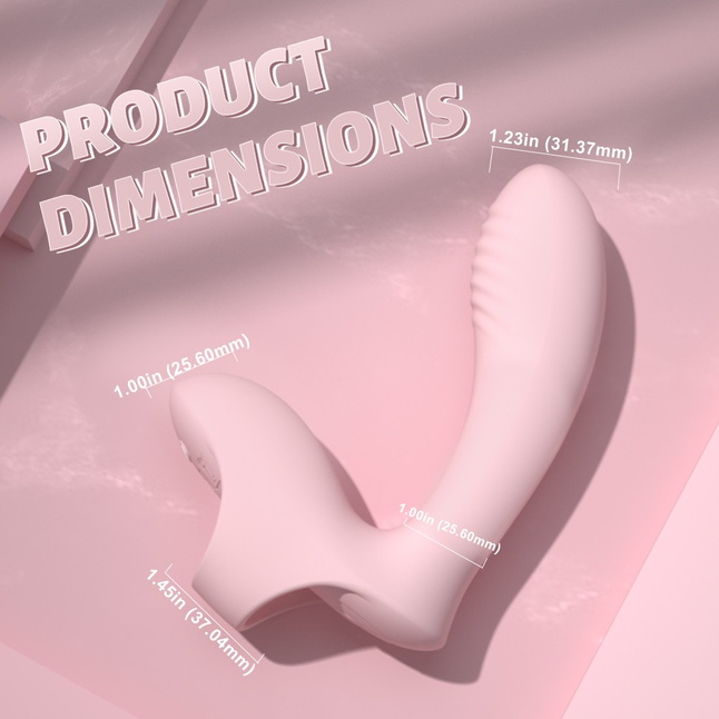 Нежно-розовый вибромассажер с петелькой на палец. Фотография 7.