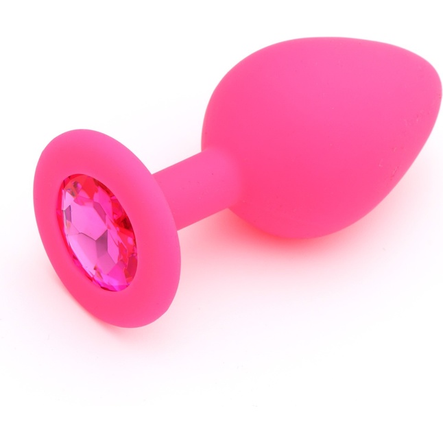 Розовая анальная пробка Оки-Чпоки с кристаллом - 8 см - Оки-Чпоки. Фотография 2.