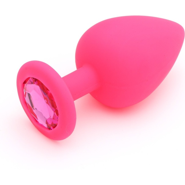 Розовая анальная пробка Оки-Чпоки с кристаллом - 9,4 см - Оки-Чпоки. Фотография 2.