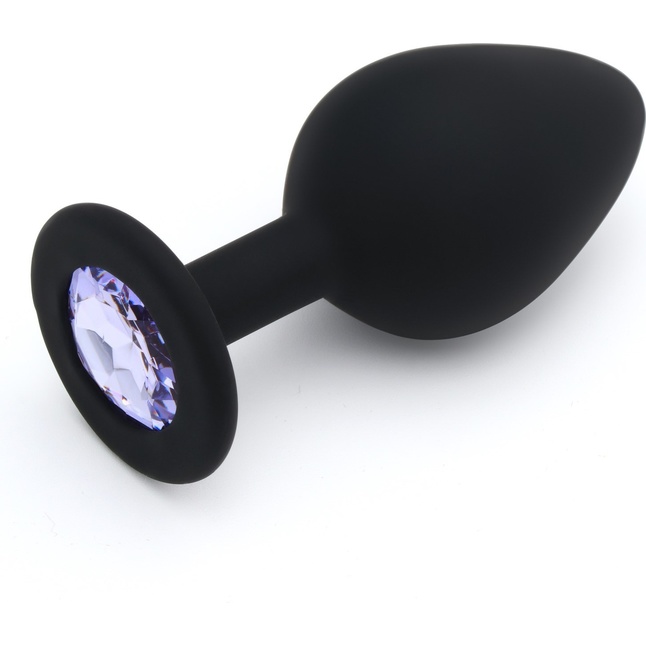 Черная анальная пробка Оки-Чпоки с кристаллом - 8,5 см - Оки-Чпоки. Фотография 2.