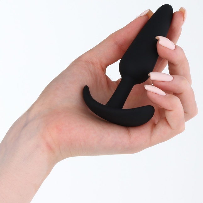 Черная силиконовая анальная пробка Soft-touch - 10 см - Оки-Чпоки. Фотография 3.