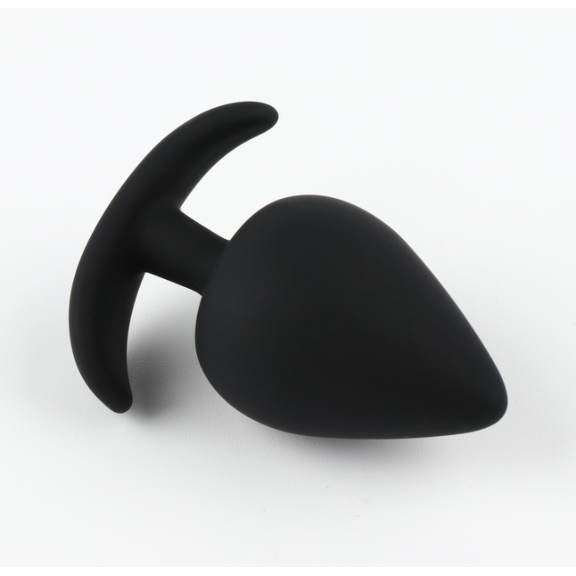 Черная силиконовая анальная пробка Soft-touch - 5,3 см - Оки-Чпоки. Фотография 2.