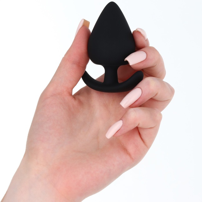 Черная силиконовая анальная пробка Soft-touch - 6,7 см - Оки-Чпоки. Фотография 3.