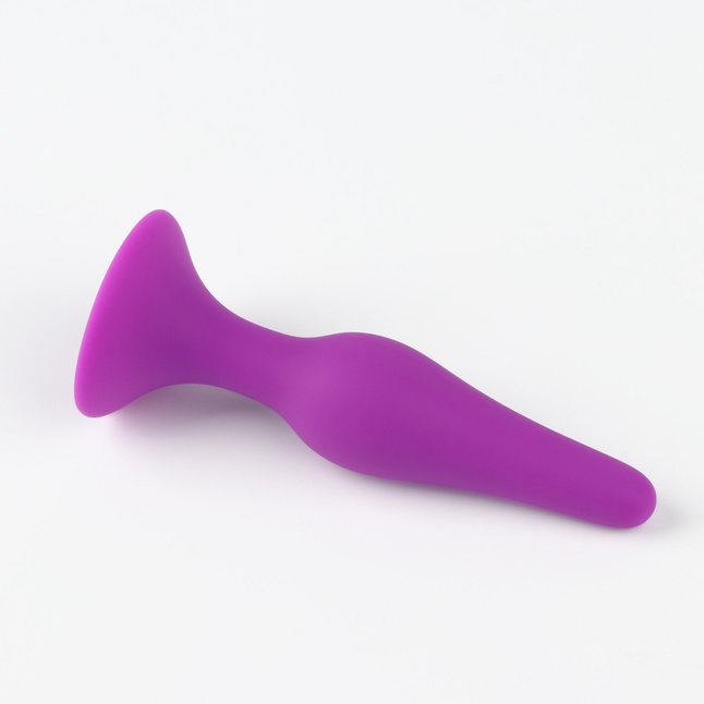 Фиолетовая коническая силиконовая анальная пробка Soft - 10,5 см - Оки-Чпоки. Фотография 2.