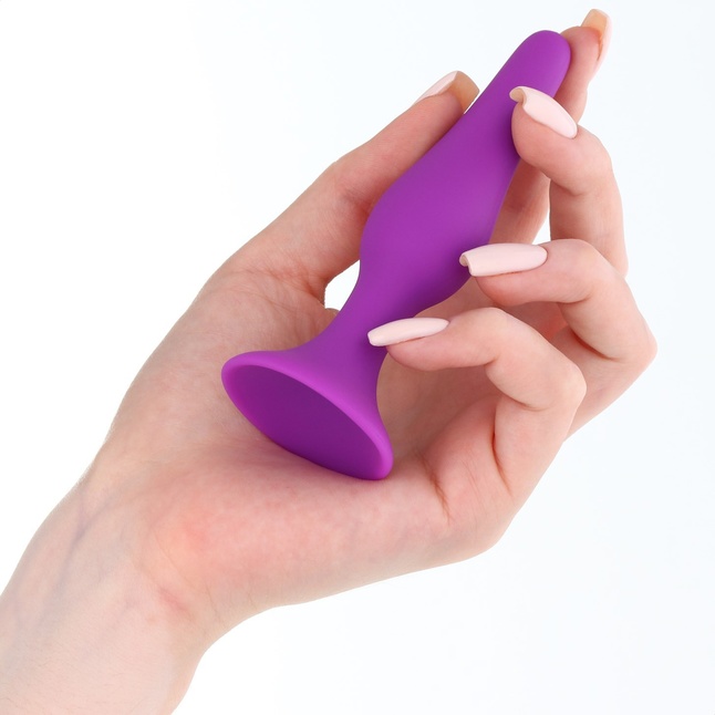 Фиолетовая коническая силиконовая анальная пробка Soft - 10,5 см - Оки-Чпоки. Фотография 4.