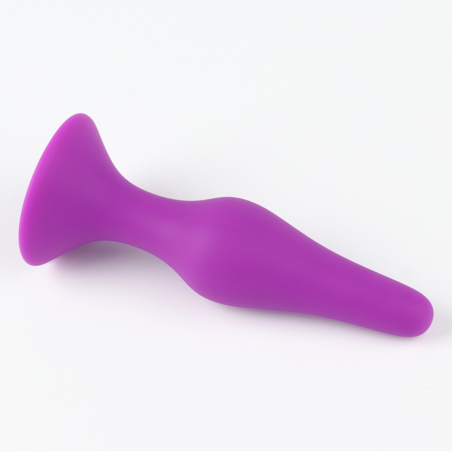 Фиолетовая коническая силиконовая анальная пробка Soft - 13 см - Оки-Чпоки. Фотография 2.