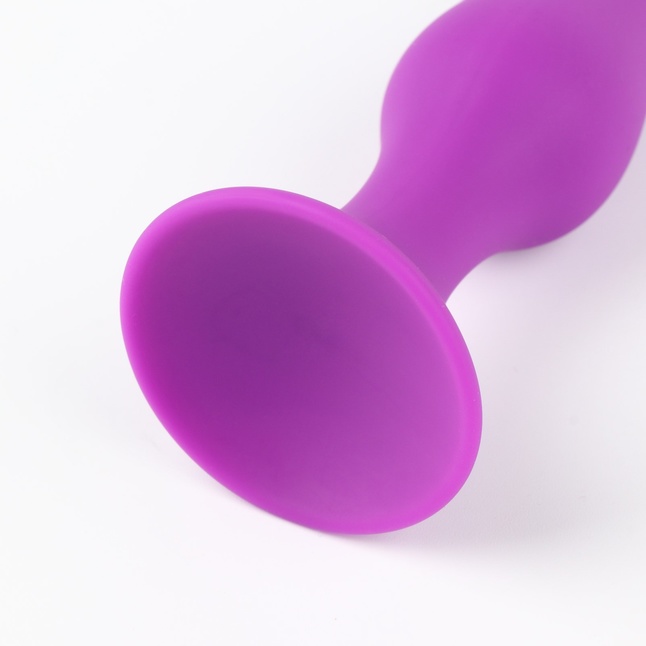 Фиолетовая коническая силиконовая анальная пробка Soft - 13 см - Оки-Чпоки. Фотография 3.