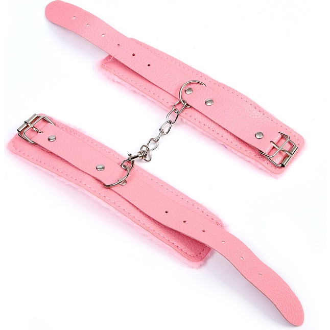 Стильные розовые наручники с мягкой подкладкой - Страна Карнавалия. Фотография 3.