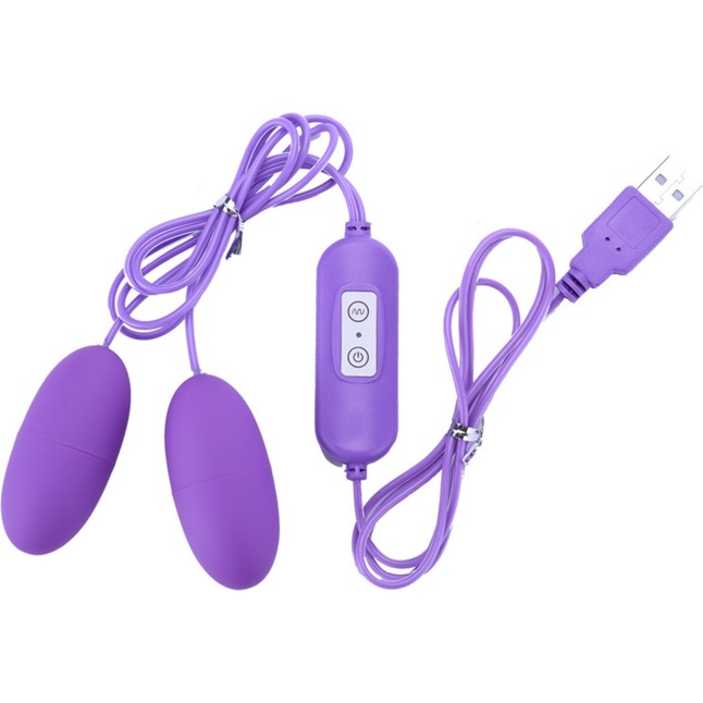 Фиолетовые гладкие виброяйца, работающие от USB - Оки-Чпоки