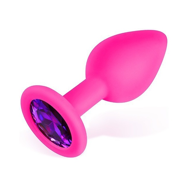 Розовая силиконовая анальная втулка с фиолетовым кристаллом - 7,3 см - SEXY FRIEND СЕКСУАЛЬНАЯ ИГРА