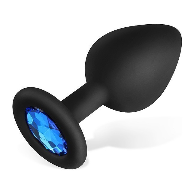Черная силиконовая анальная втулка с голубым кристаллом - 8 см - SEXY FRIEND СЕКСУАЛЬНАЯ ИГРА