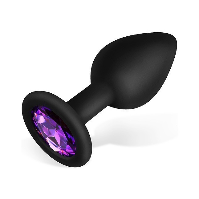 Черная силиконовая анальная втулка с фиолетовым кристаллом - 7,3 см - SEXY FRIEND СЕКСУАЛЬНАЯ ИГРА