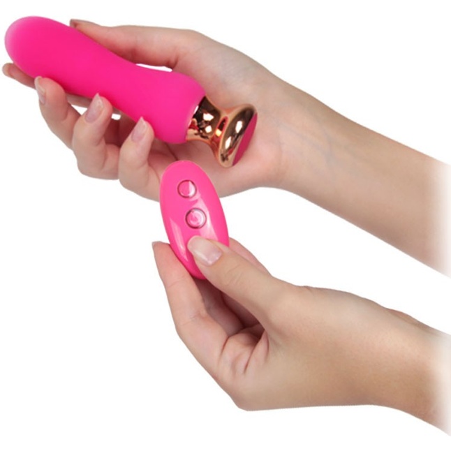 Розовый мини-вибратор Mini Vibrator с пультом ДУ - 12,5 см. Фотография 4.