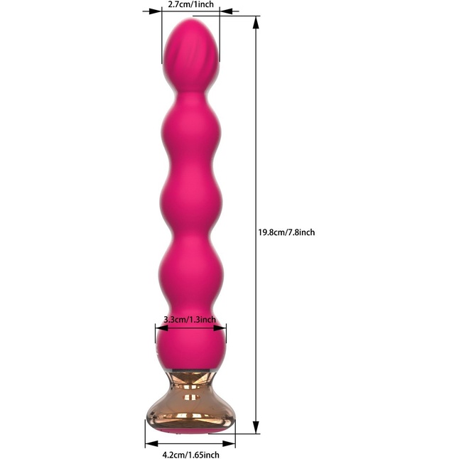 Розовый вибратор-ёлочка Mini Vibrator с пультом ДУ - 19 см. Фотография 3.