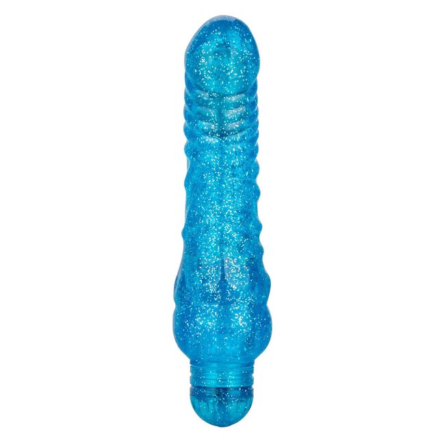 Синий вибратор-реалистик Sparkle Glitter Jack - 18,25 см - Sparkle. Фотография 3.